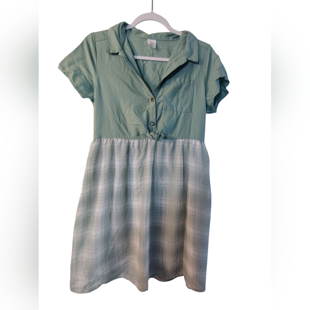 2/$10 Great Used Condition Charming Stylish Green Girls Dress Bow Plaid XXL18